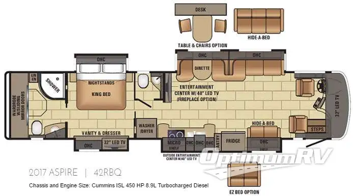 2017 Entegra Aspire 42RBQ RV Floorplan Photo