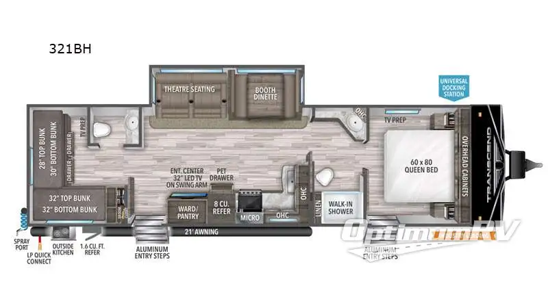 2021 Grand Design Transcend Xplor 321BH RV Floorplan Photo