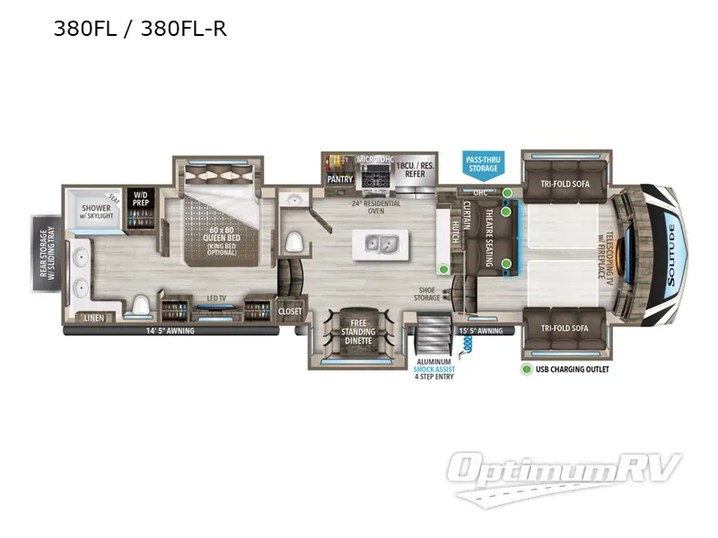 2022 Grand Design Solitude 380FL RV Floorplan Photo