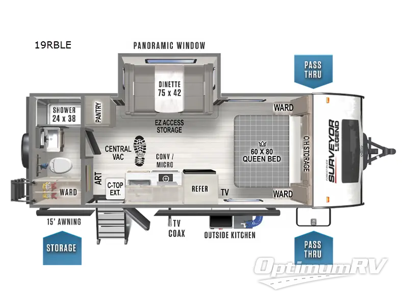 2022 Forest River Surveyor Legend 19RBLE RV Floorplan Photo