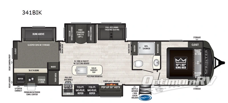 2020 Keystone Sprinter 341BIK RV Floorplan Photo