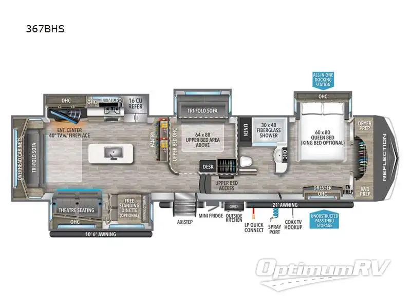 2023 Grand Design Reflection 367BHS RV Floorplan Photo