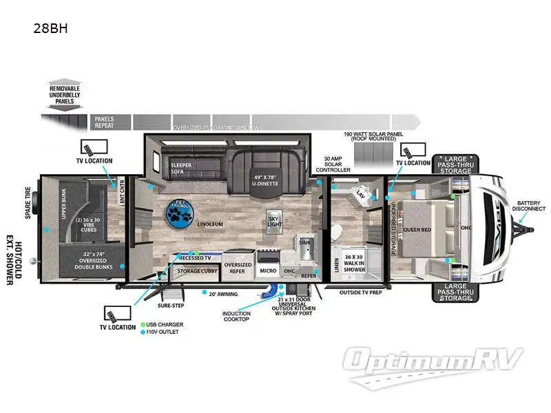 2022 Forest River Vibe 28BH RV Floorplan Photo