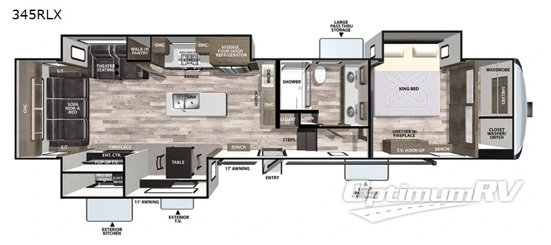 2020 Forest River Cardinal Luxury 345RLX RV Floorplan Photo