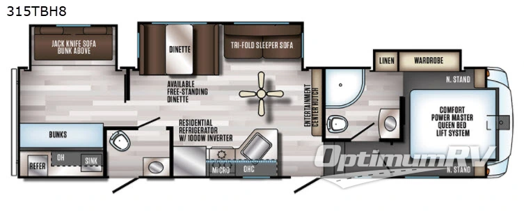 2019 Forest River Cherokee Arctic Wolf 315TBH8 RV Floorplan Photo