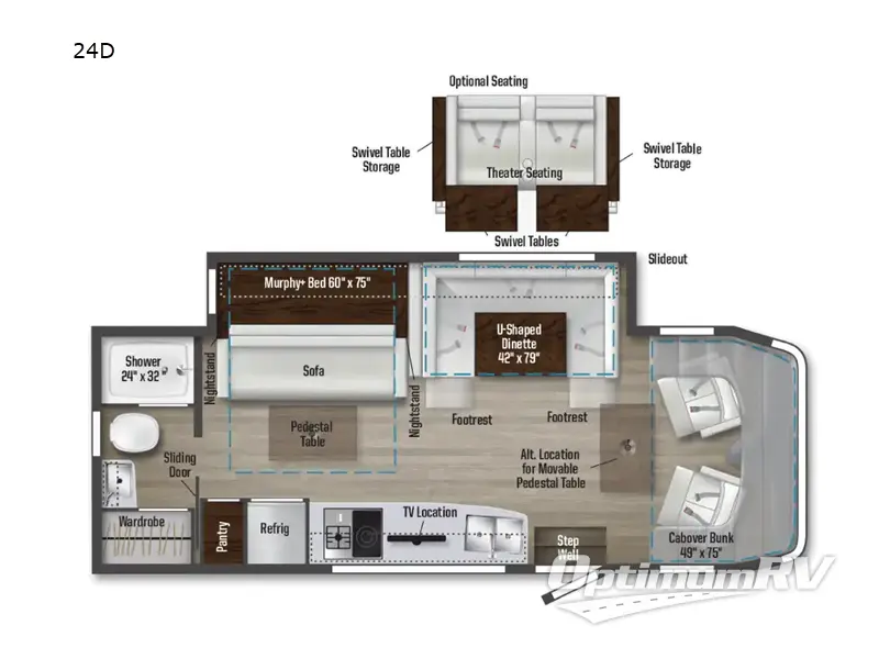 2022 Winnebago Navion 24D RV Floorplan Photo