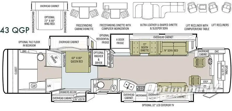 2010 Tiffin Allegro Bus 43 QGP RV Floorplan Photo