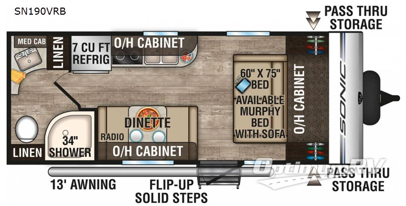 2019 Venture Sonic SN190VRB RV Floorplan Photo