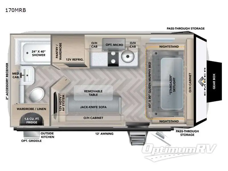 2022 Ember Overland Series 170MRB RV Floorplan Photo