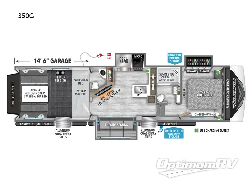 2024 Grand Design Momentum G-Class 350G RV Floorplan Photo