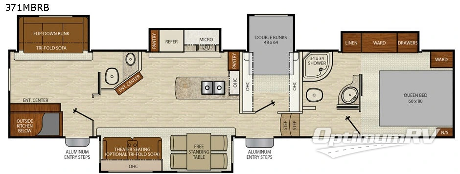 2018 Coachmen Chaparral 371MBRB RV Floorplan Photo