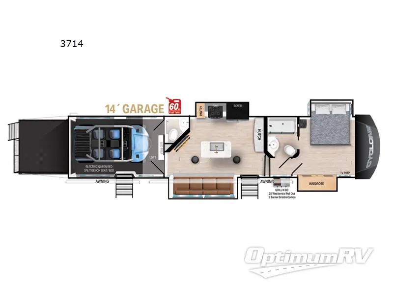 2024 Heartland Cyclone 3714 RV Floorplan Photo