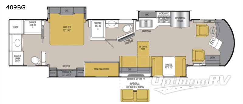 2018 Coachmen Sportscoach Cross Country RD 409BG RV Floorplan Photo