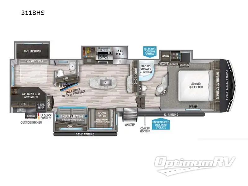 2022 Grand Design Reflection 311BHS RV Floorplan Photo