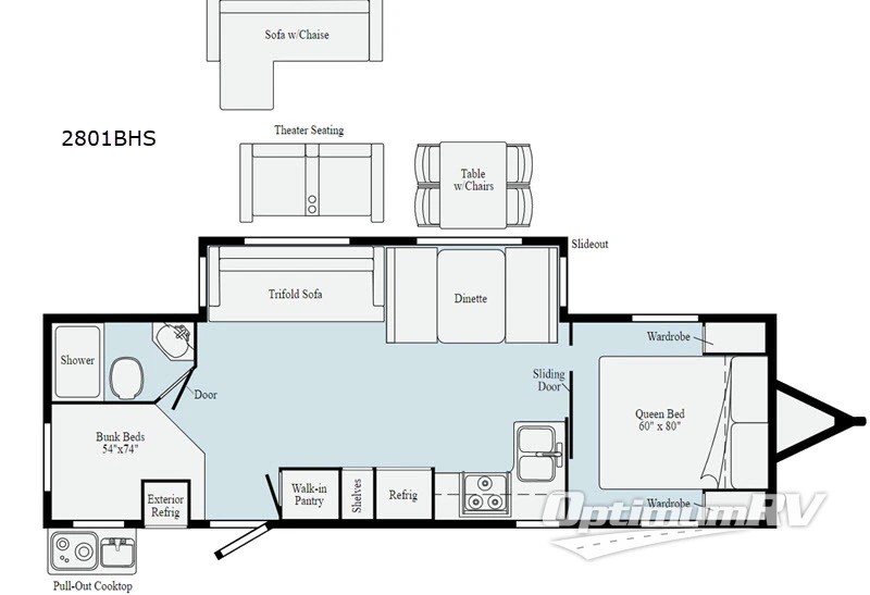 2020 Winnebago Towables Minnie 2801BHS RV Floorplan Photo