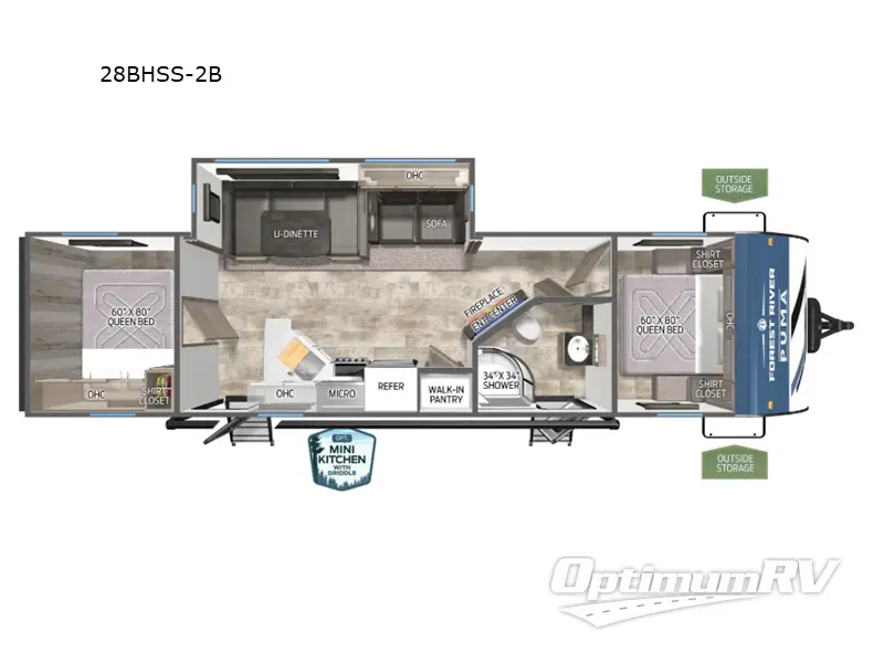 2025 Palomino Puma 28BHSS-2B RV Floorplan Photo