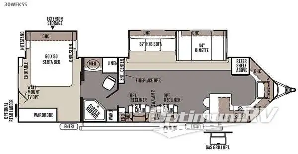 2015 Forest River Flagstaff V-Lite 30WFKSS RV Floorplan Photo