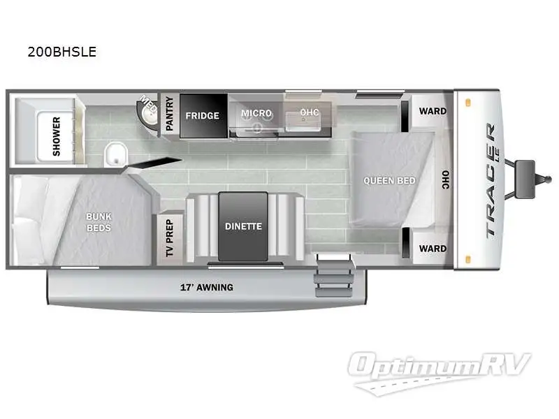 2022 Prime Time Tracer 200BHSLE RV Floorplan Photo