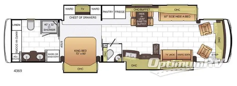 2016 Newmar Ventana 4369 RV Floorplan Photo