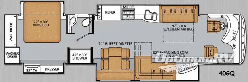 2014 Thor Tuscany XTE 40GQ RV Floorplan Photo