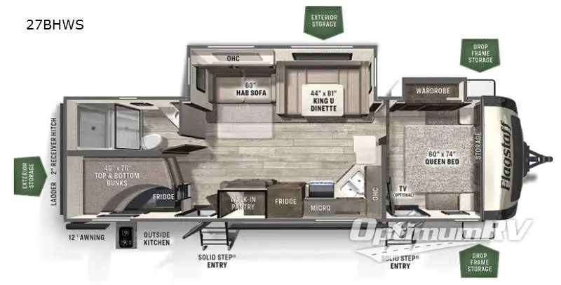 2021 Forest River Flagstaff Super Lite 27BHWS RV Floorplan Photo