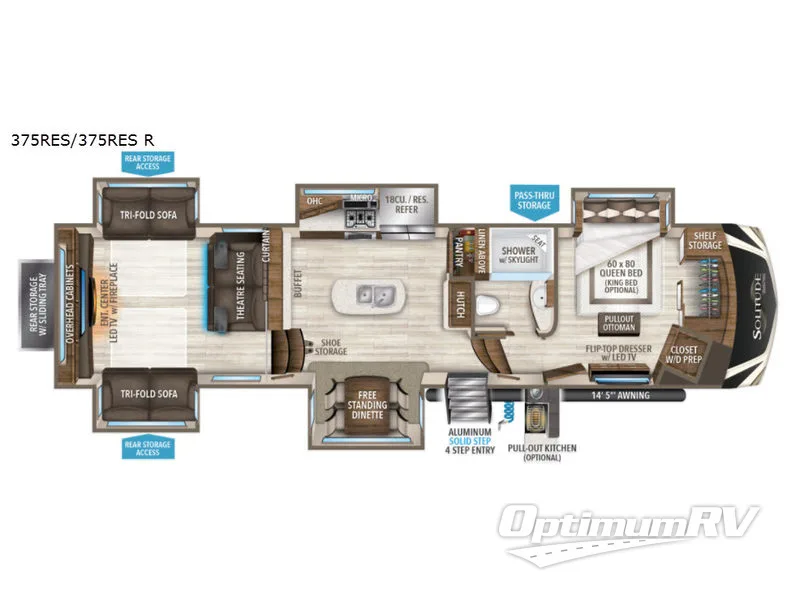 2019 Grand Design Solitude 375RES RV Floorplan Photo