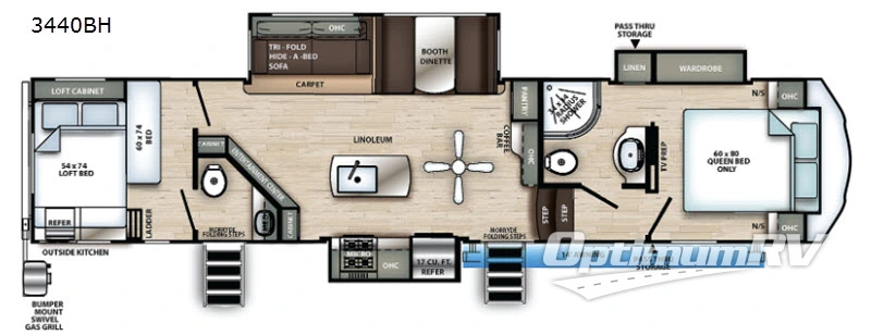 2021 Forest River Sandpiper C-Class 3440BH RV Floorplan Photo