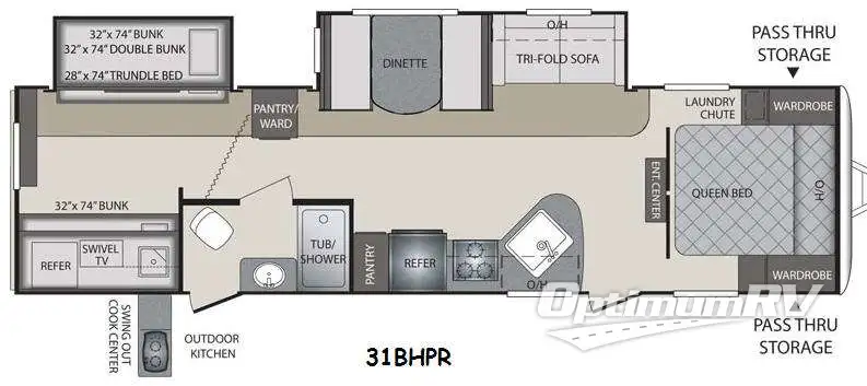 2014 Keystone Premier Ultra Lite 31BHPR RV Floorplan Photo