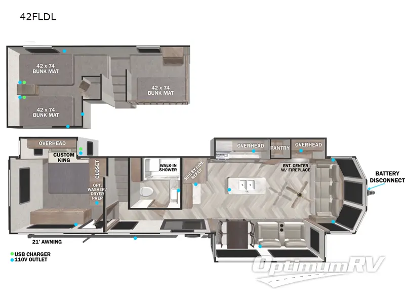 2022 Forest River Salem Grand Villa 42FLDL RV Floorplan Photo