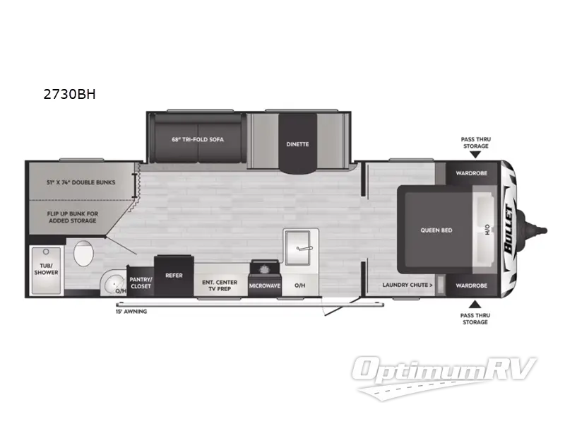 2022 Keystone Bullet Crossfire 2730BH RV Floorplan Photo