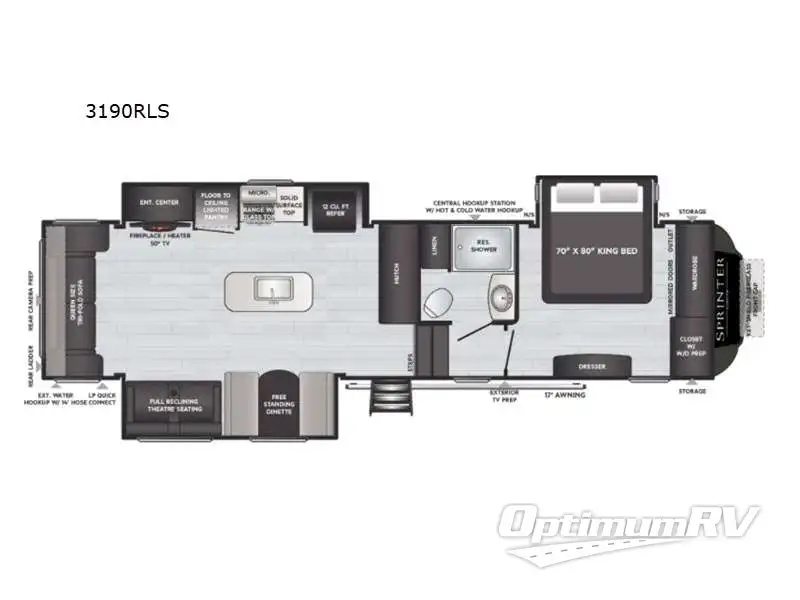 2021 Keystone Sprinter Limited 3190RLS RV Floorplan Photo