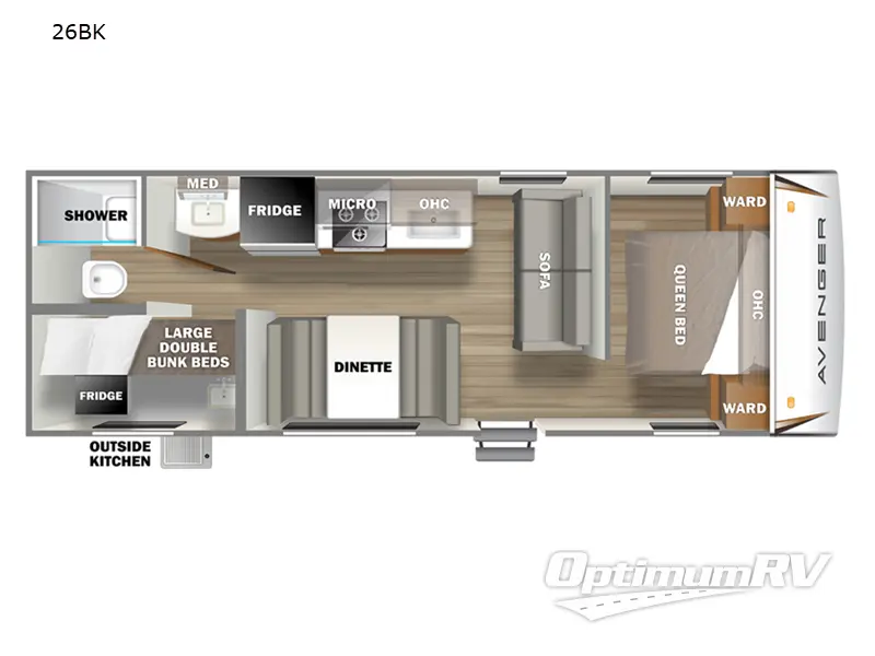 2022 Prime Time Avenger 26BK RV Floorplan Photo