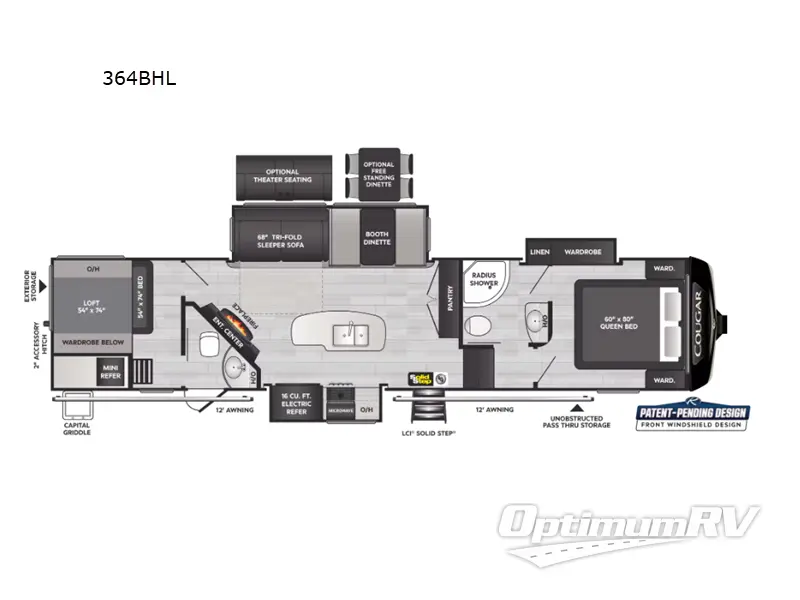 2023 Keystone Cougar 364BHL RV Floorplan Photo