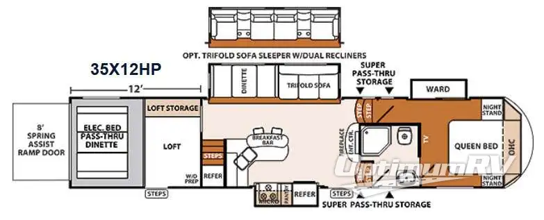 2014 Forest River XLR Thunderbolt 35X12HP RV Floorplan Photo