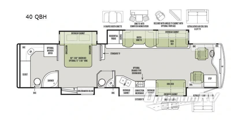 2019 Tiffin Phaeton 40QBH RV Floorplan Photo