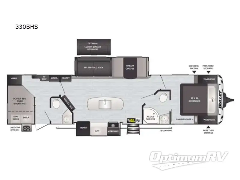 2021 Keystone Bullet 330BHS RV Floorplan Photo