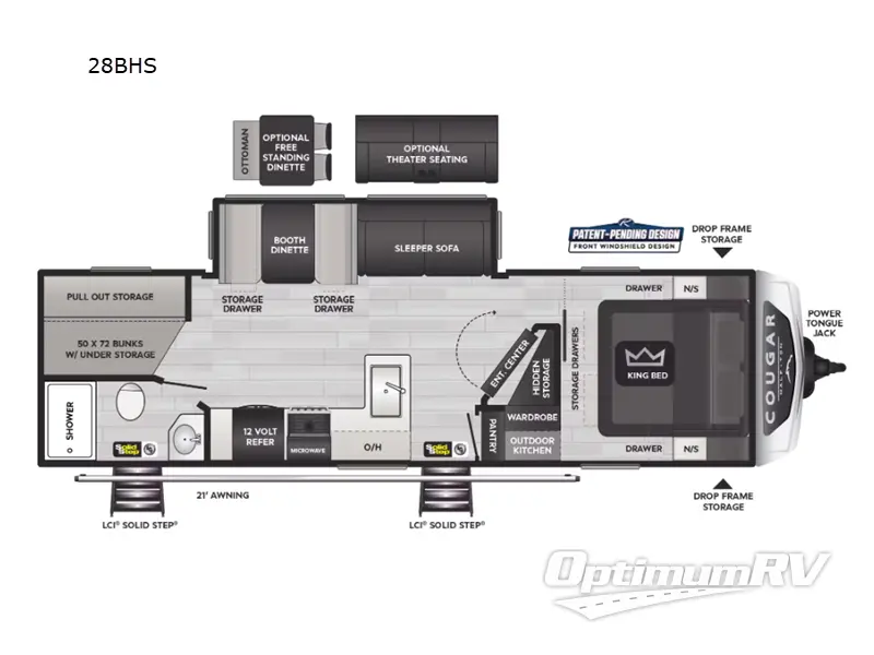 2025 Keystone Cougar Half-Ton 28BHS RV Floorplan Photo