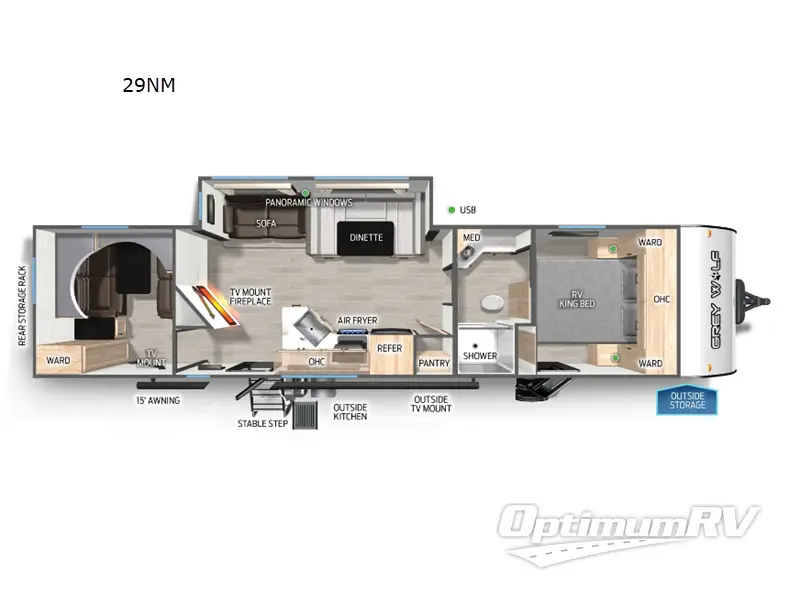 2025 Forest River Cherokee Grey Wolf 29NM RV Floorplan Photo