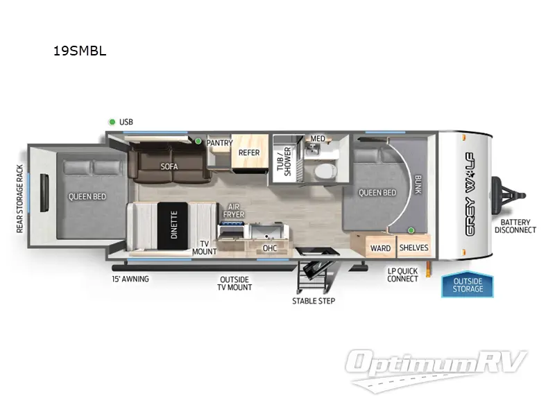 2025 Forest River Cherokee Grey Wolf 19SM RV Floorplan Photo