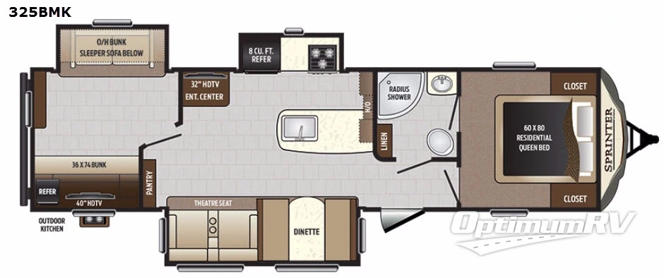 2017 Keystone Sprinter 325BMK RV Floorplan Photo