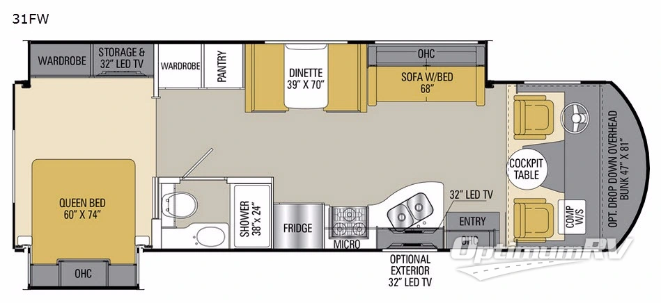 2018 Coachmen Mirada 31FW RV Floorplan Photo