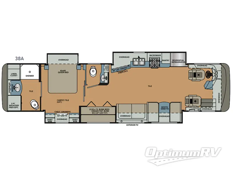 2018 Forest River Berkshire 38A 360HP RV Floorplan Photo