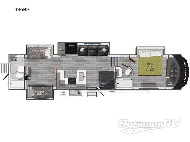 2023 Heartland Milestone 386BH RV Floorplan Photo