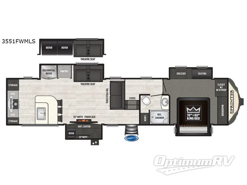 2018 Keystone Sprinter 3551FWMLS RV Floorplan Photo