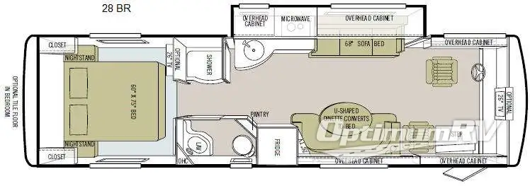 2011 Tiffin Allegro Breeze 28 BR RV Floorplan Photo