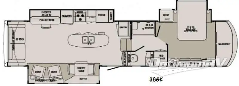 2014 Redwood Redwood 38GK RV Floorplan Photo