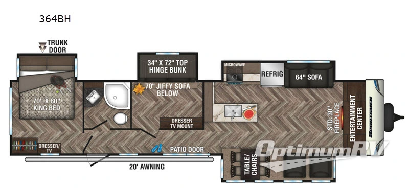 2020 KZ Sportsmen 364BH RV Floorplan Photo