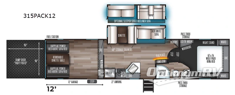 2020 Forest River Cherokee Wolf Pack 315PACK12 RV Floorplan Photo