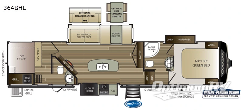 2020 Keystone Cougar 364BHL RV Floorplan Photo