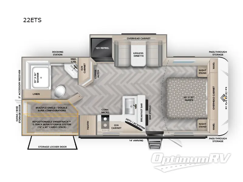 2025 Ember E-Series 22ETS RV Floorplan Photo